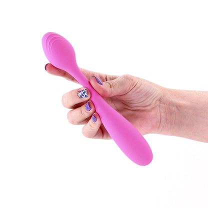 Pretty in Pink Rosé Silicone Vibrator with Dual Motors – Hot Pink