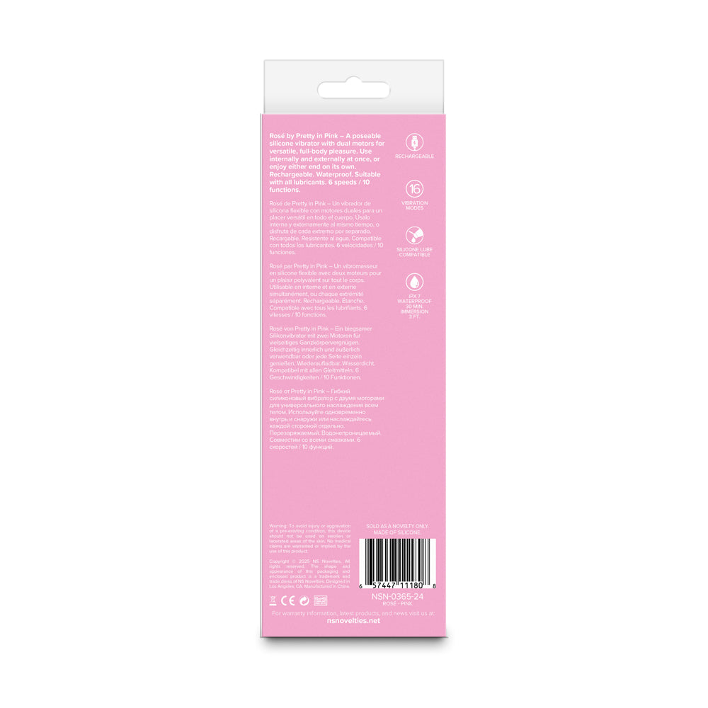 Pretty in Pink Rosé Silicone Vibrator with Dual Motors – Hot Pink