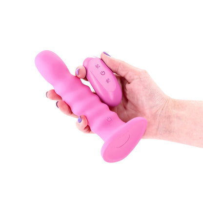 NS Novelties Colours Ribbed Vibrating 6in - Hot Pink