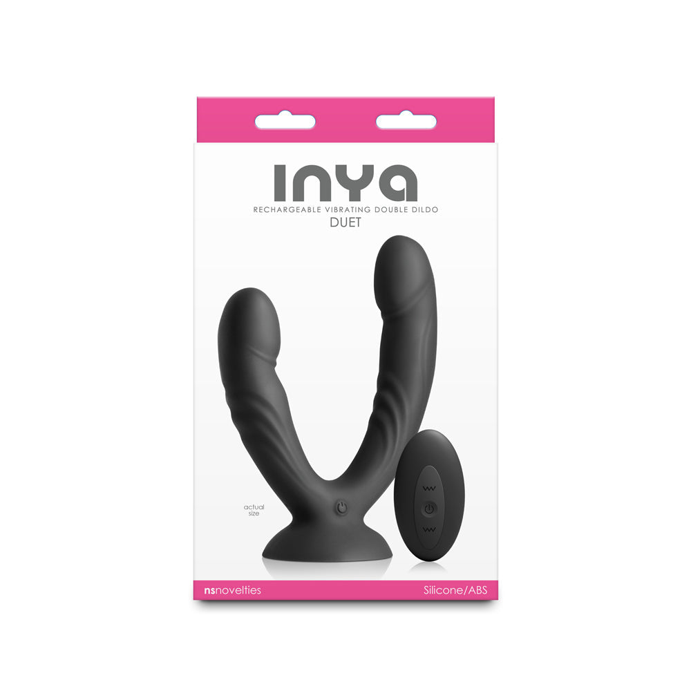 INYA Duet Black Double Dildo with Suction Cup and Remote Control