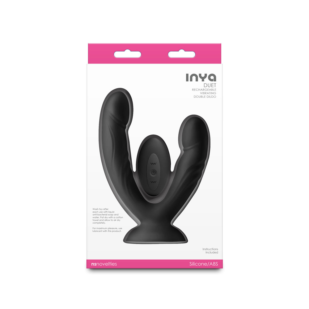 INYA Duet Black Double Dildo with Suction Cup and Remote Control
