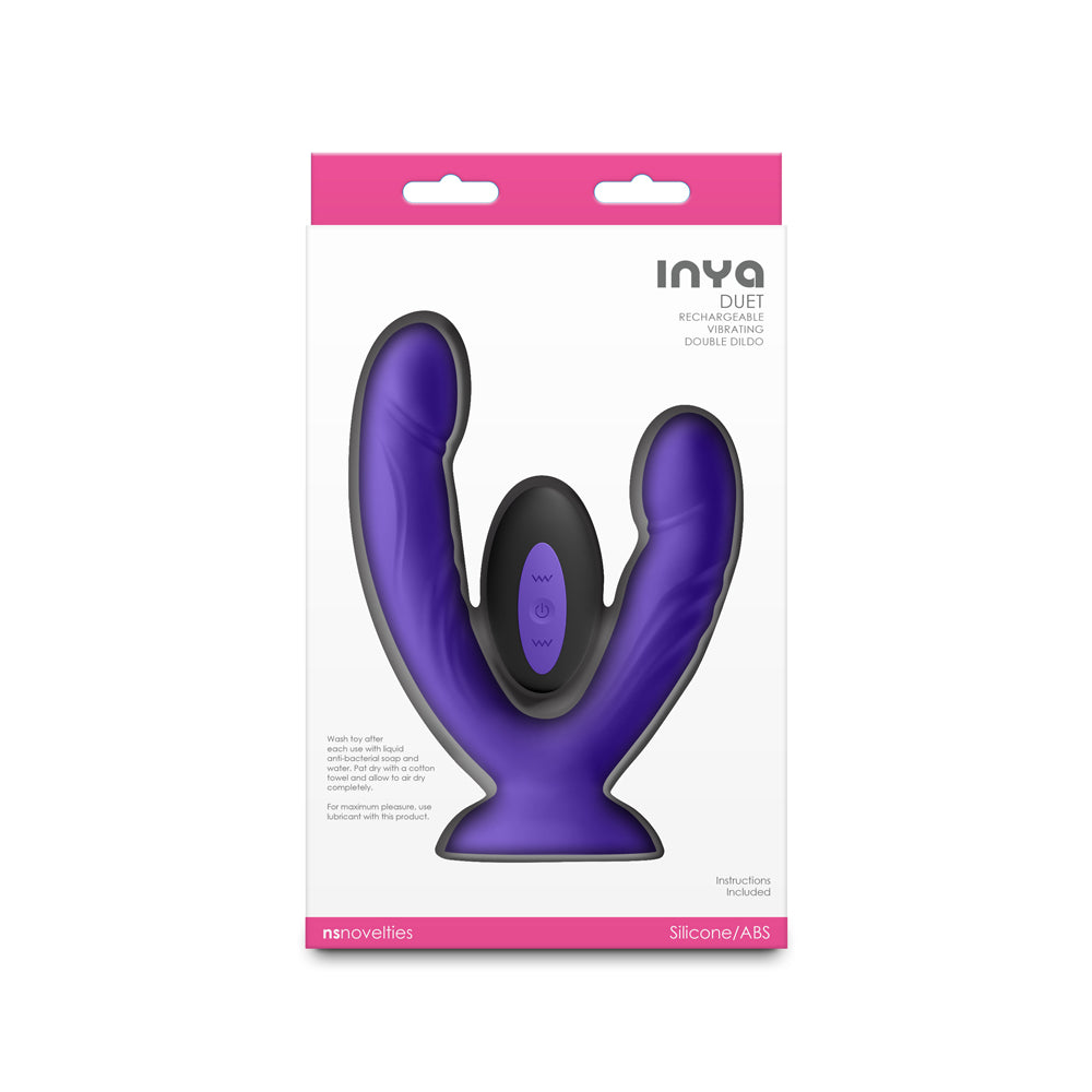 INYA Duet Double Vibrating Dildo with Suction Cup – Purple