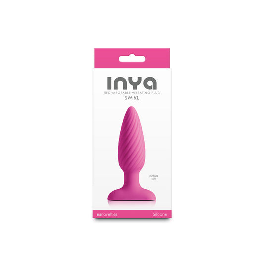 INYA Swirl Vibrating Anal Plug with Ribbed Design – Hot Pink