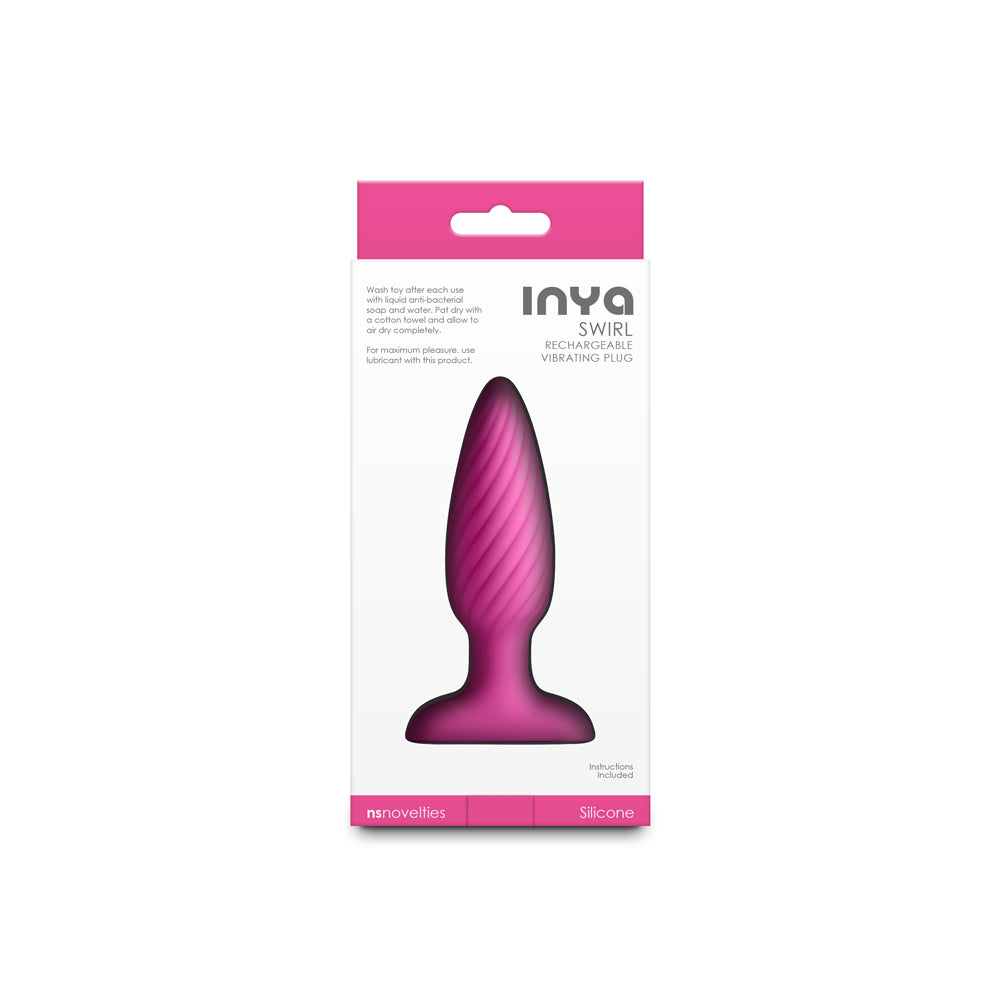INYA Swirl Vibrating Anal Plug with Ribbed Design – Hot Pink