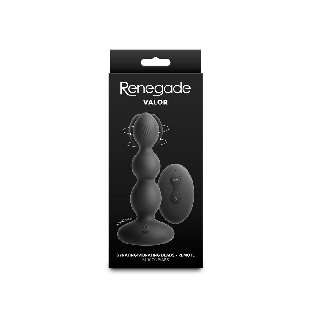 Renegade Valor Black Vibrating Anal Bead Plug with Remote Control