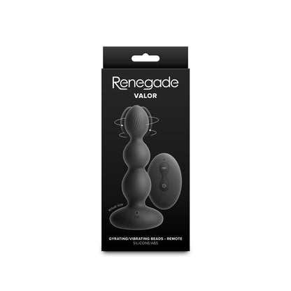 Renegade Valor Black Vibrating Anal Bead Plug with Remote Control