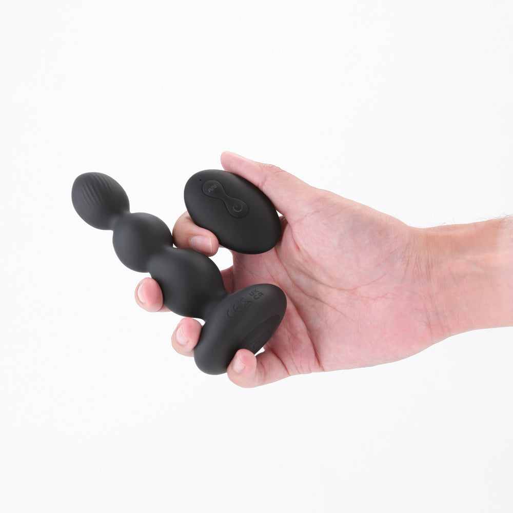 Renegade Valor Black Vibrating Anal Bead Plug with Remote Control