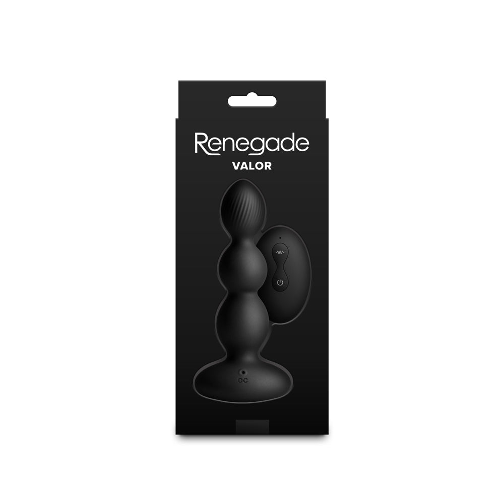 Renegade Valor Black Vibrating Anal Bead Plug with Remote Control