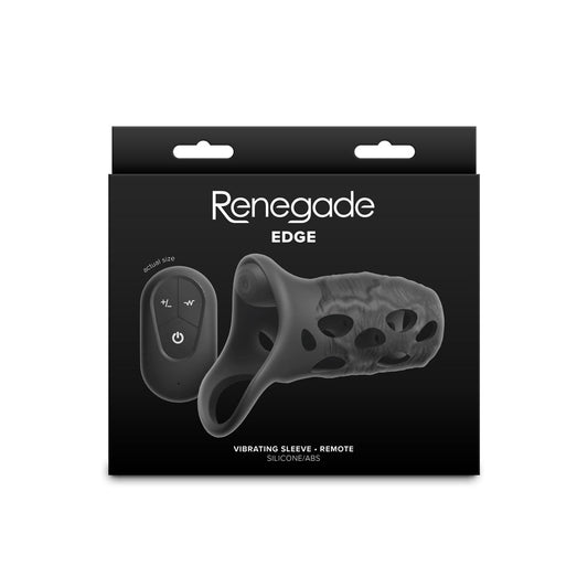 Renegade Edge Vibrating Penis Sleeve with Remote Control – Black