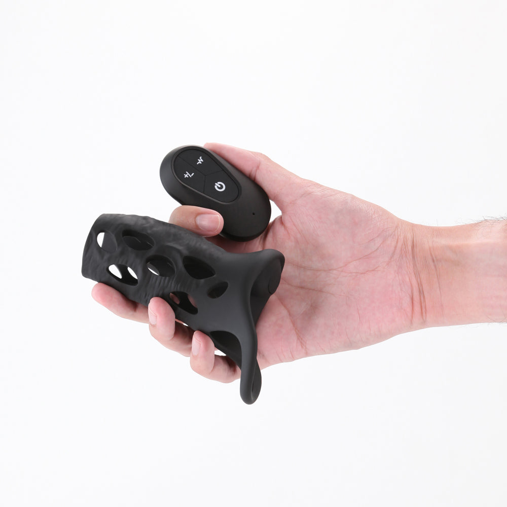Renegade Edge Vibrating Penis Sleeve with Remote Control – Black