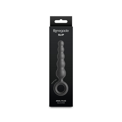 NS Novelties Renegade Slip Black – Tapered Slim Anal Plug with Finger Rings