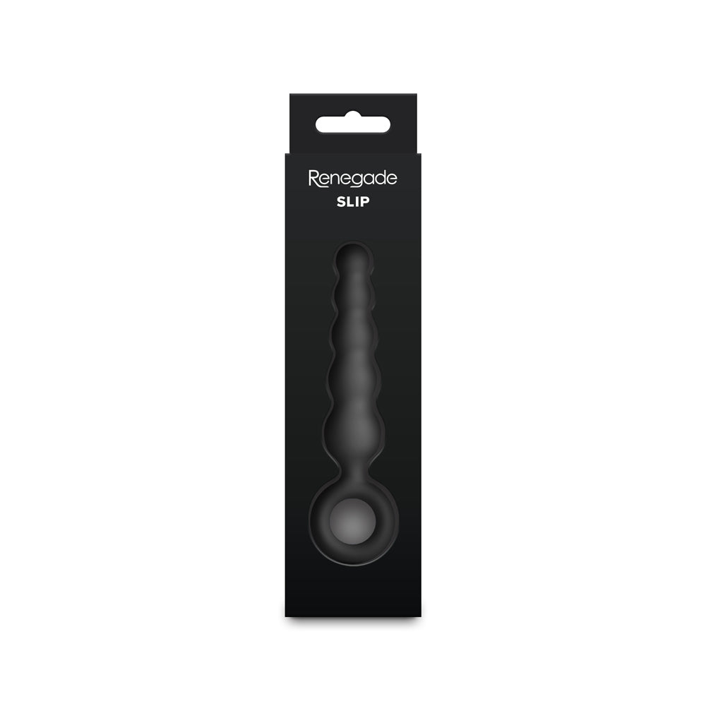 NS Novelties Renegade Slip Black – Tapered Slim Anal Plug with Finger Rings