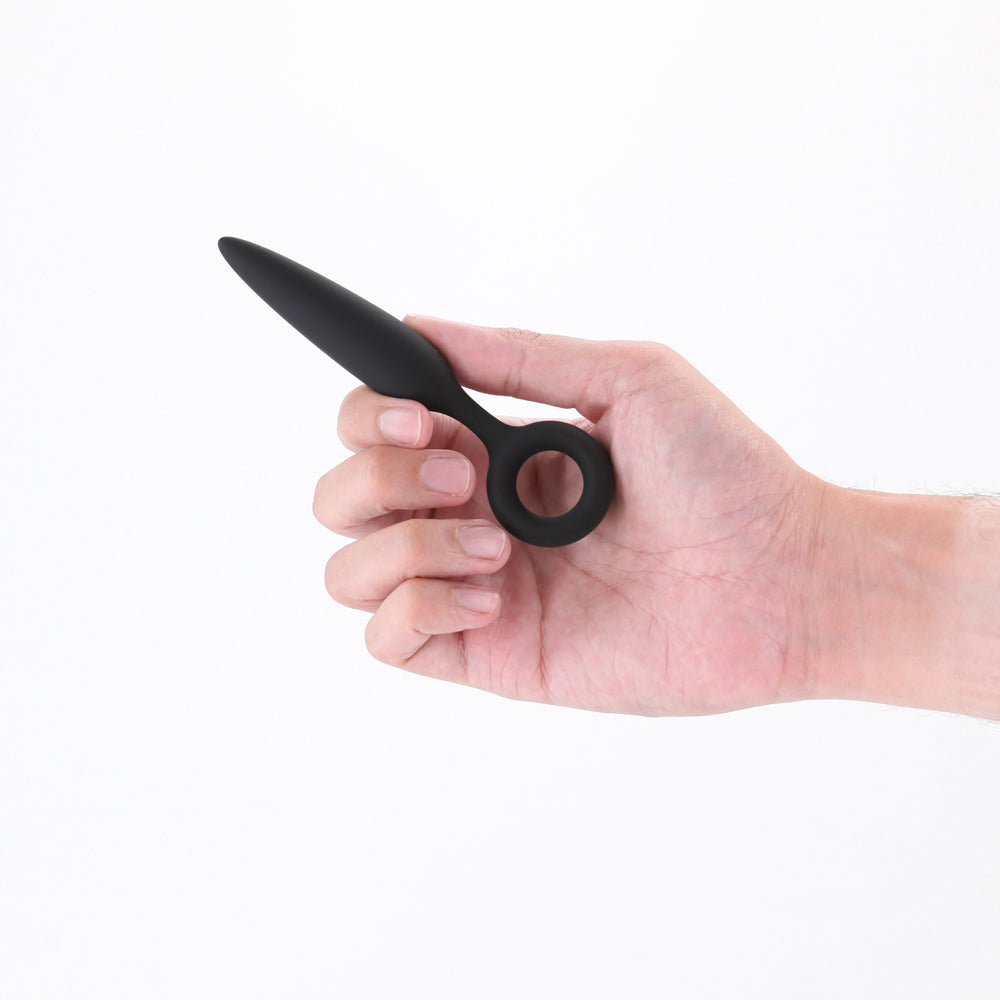 NS Novelties Renegade Slide Black Anal Plug – Tapered Silicone with Finger Rings