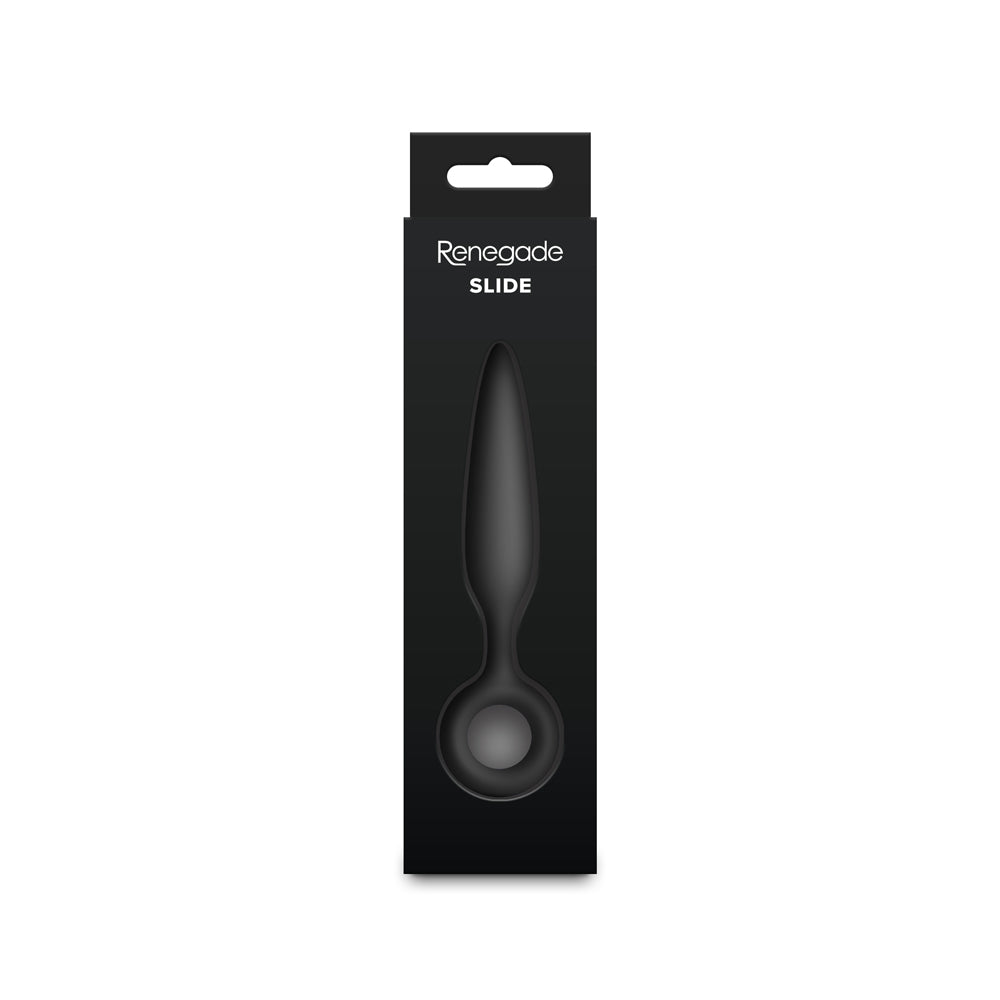 NS Novelties Renegade Slide Black Anal Plug – Tapered Silicone with Finger Rings