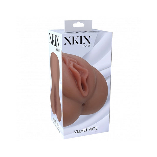 Xkin Raw Velvet Vice Stroker – Brown – Plush Design with Internal Textures