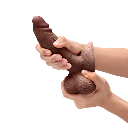 b-Vibe Slipskin Girthy Brown Silicone Dildo – Realistic Design
