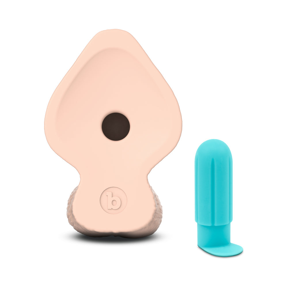 b-Vibe Slipskin Girthy Silicone Dildo with Realistic Texture – Cream