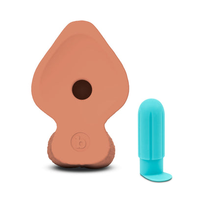 b-Vibe Slipskin Girthy Silicone Dildo 8 in. Realistic Mocha