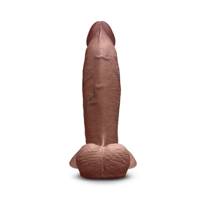 b-Vibe Slipskin Girthy Brown Silicone Dildo - 8 in. with Realistic Texture