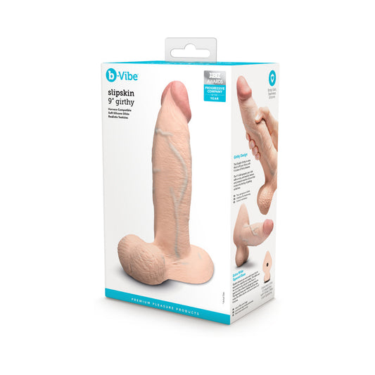 b-Vibe Slipskin Girthy Silicone Dildo 9 in. Realistic Cream