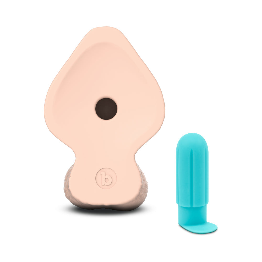 b-Vibe Slipskin Girthy Silicone Dildo 9 in. Realistic Cream