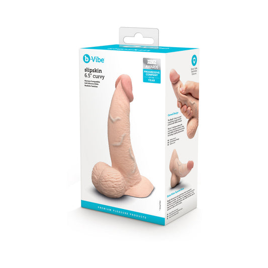 b-Vibe Slipskin Curvy 6.5 in. Realistic Silicone Dildo – Cream