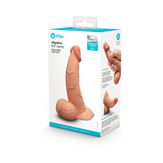 b-Vibe Slipskin Curvy Realistic Silicone Dildo 6.5 in. Mocha
