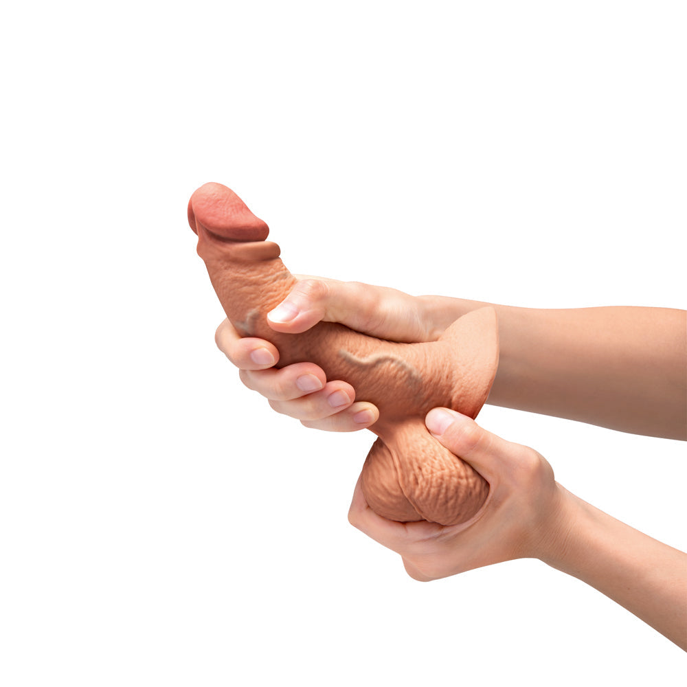 b-Vibe Slipskin Curvy Realistic Silicone Dildo 6.5 in. Mocha
