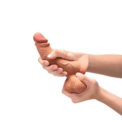 b-Vibe Slipskin Curvy Realistic Silicone Dildo 6.5 in. Mocha
