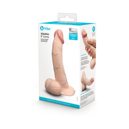 b-Vibe Slipskin Curvy Silicone Dildo 8 in. Realistic Design Vanilla