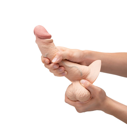 b-Vibe Slipskin Curvy Silicone Dildo 8 in. Realistic Design Vanilla