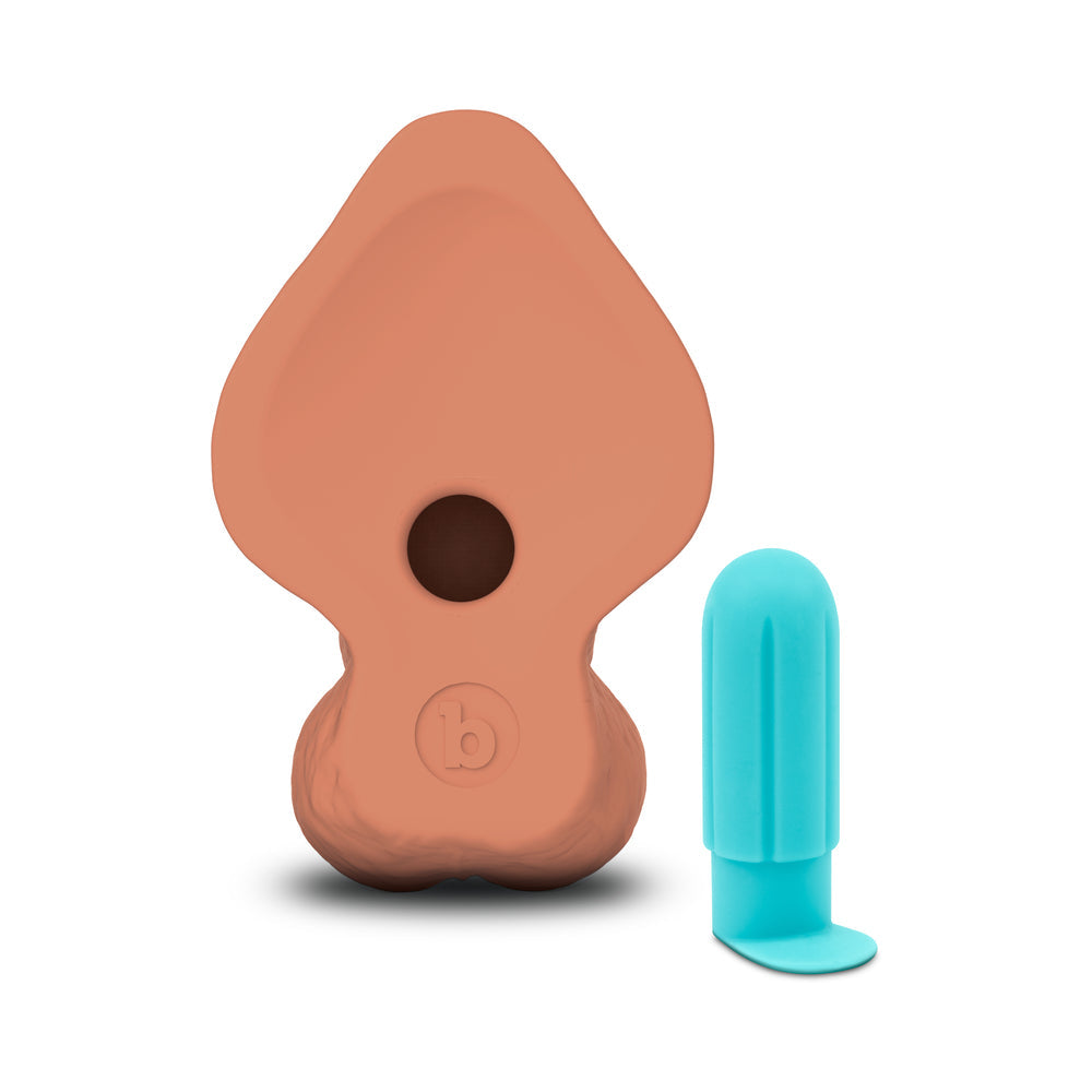 b-Vibe Slipskin Curvy Silicone Dildo 9 in. Realistic Mocha
