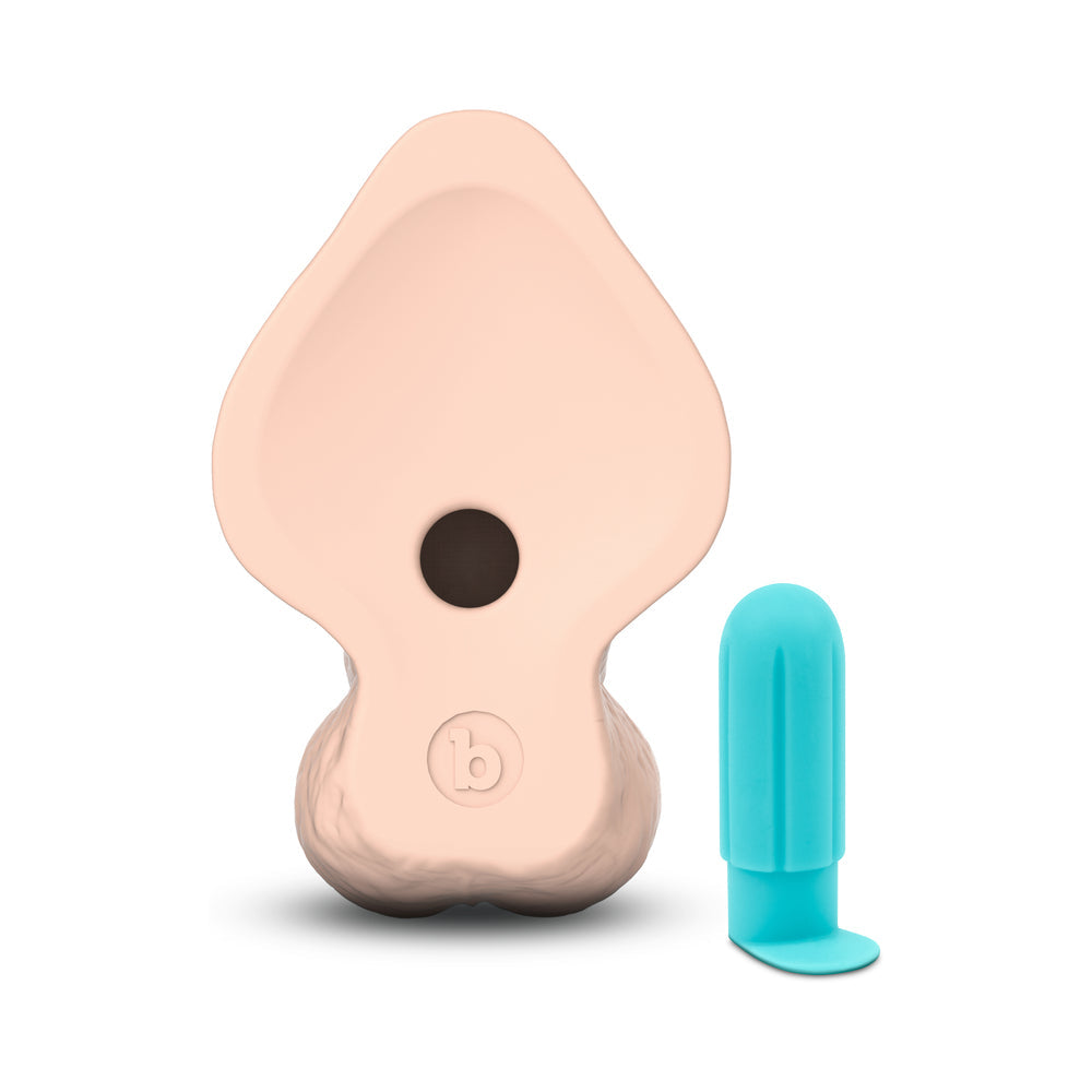 b-Vibe Slipskin Curvy Silicone Dildo 10 in. Realistic Design Cream