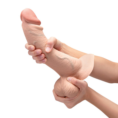 b-Vibe Slipskin Curvy Silicone Dildo 10 in. Realistic Design Cream