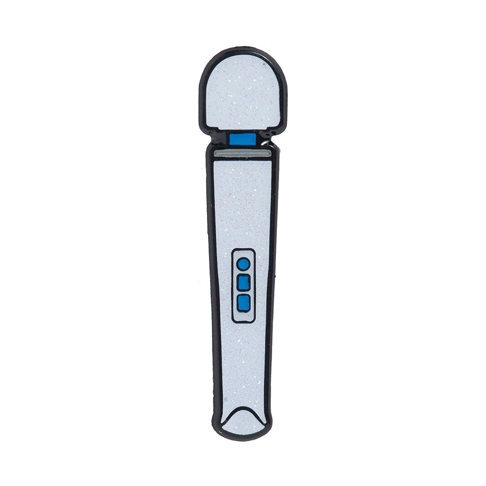 Magic Wand Rechargeable Enamel Pin - White