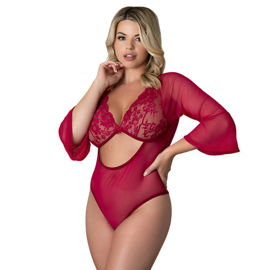 Magic Silk Black Cherry 3/4 Sleeve Playsuit – Wine Red