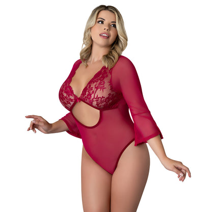 Magic Silk Black Cherry 3/4 Sleeve Playsuit – Wine Red