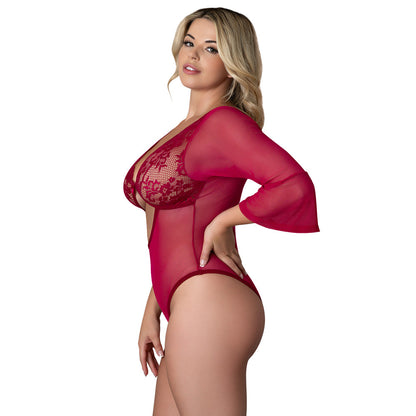 Magic Silk Black Cherry 3/4 Sleeve Playsuit – Wine Red