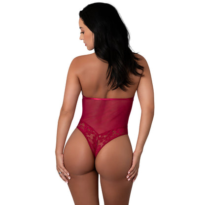 Magic Silk Black Cherry Halter Teddy Lingerie – Wine Red