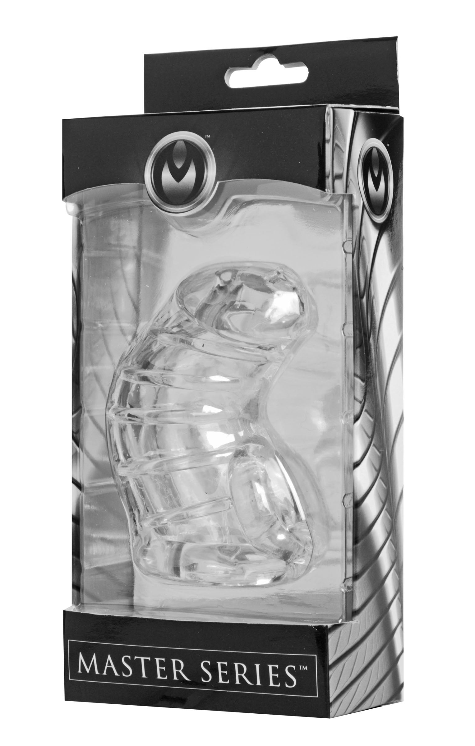 XR Brands Detained Soft Body Chastity Cage – Clear – Erection Restriction