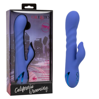 CalExotics L.A. Love Massager with Suction and Thrusting Action – Blue