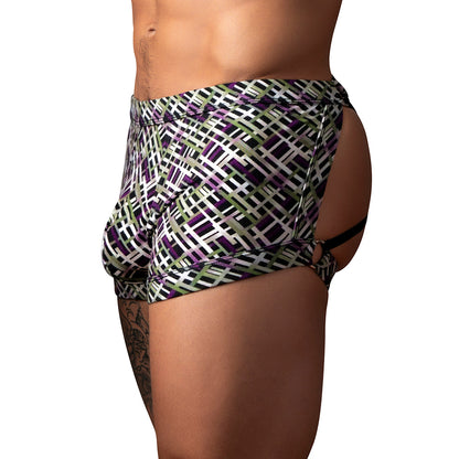 Male Power Gridlock'd Short with Strappy Back - Multi-Color Men's Underwear