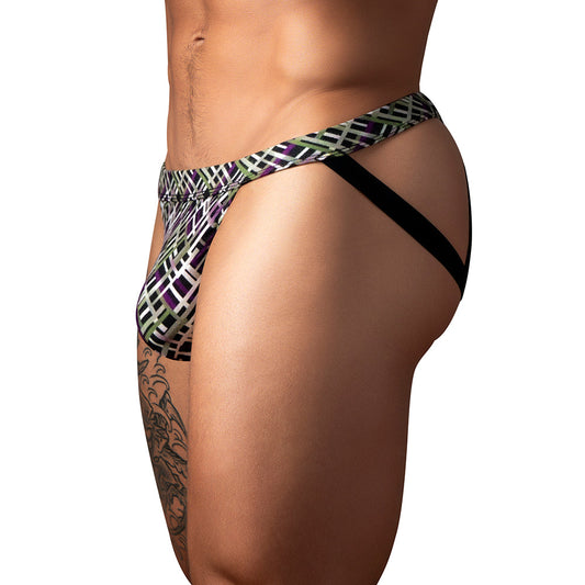 Male Power Gridlock''d Jock with Strap Print – Multi-Color