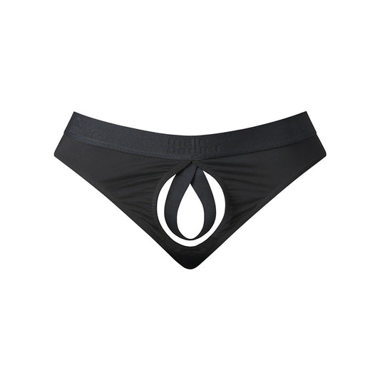 Male Power Open Ended Thong with Built-In Cock Ring – Black, S/M
