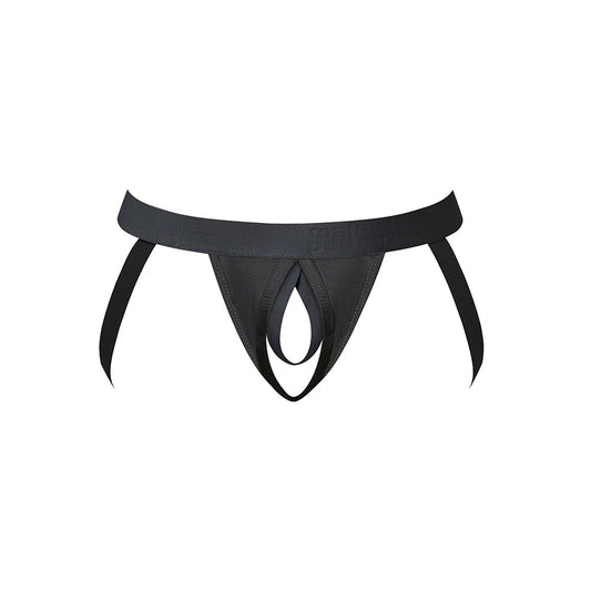 Male Power Open Ended Jock – Crotchless Design – Black – Size S/M