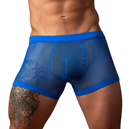 Male Power Fishnet 2.0 PCH Short – Supportive Comfort Pouch – Blue – XL