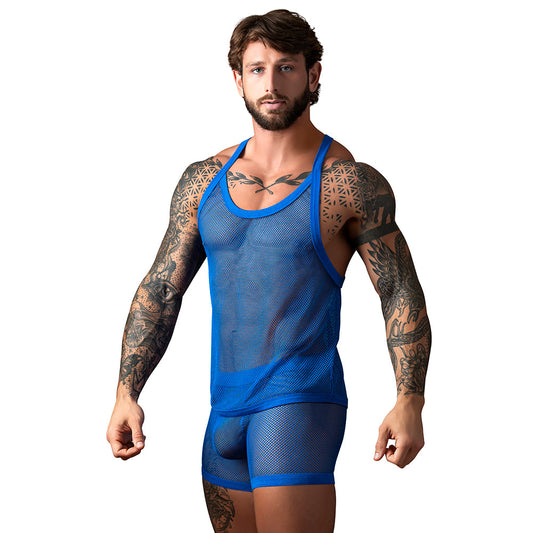 Male Power Fishnet 2.0 Tank Top – Royal Blue – S/M