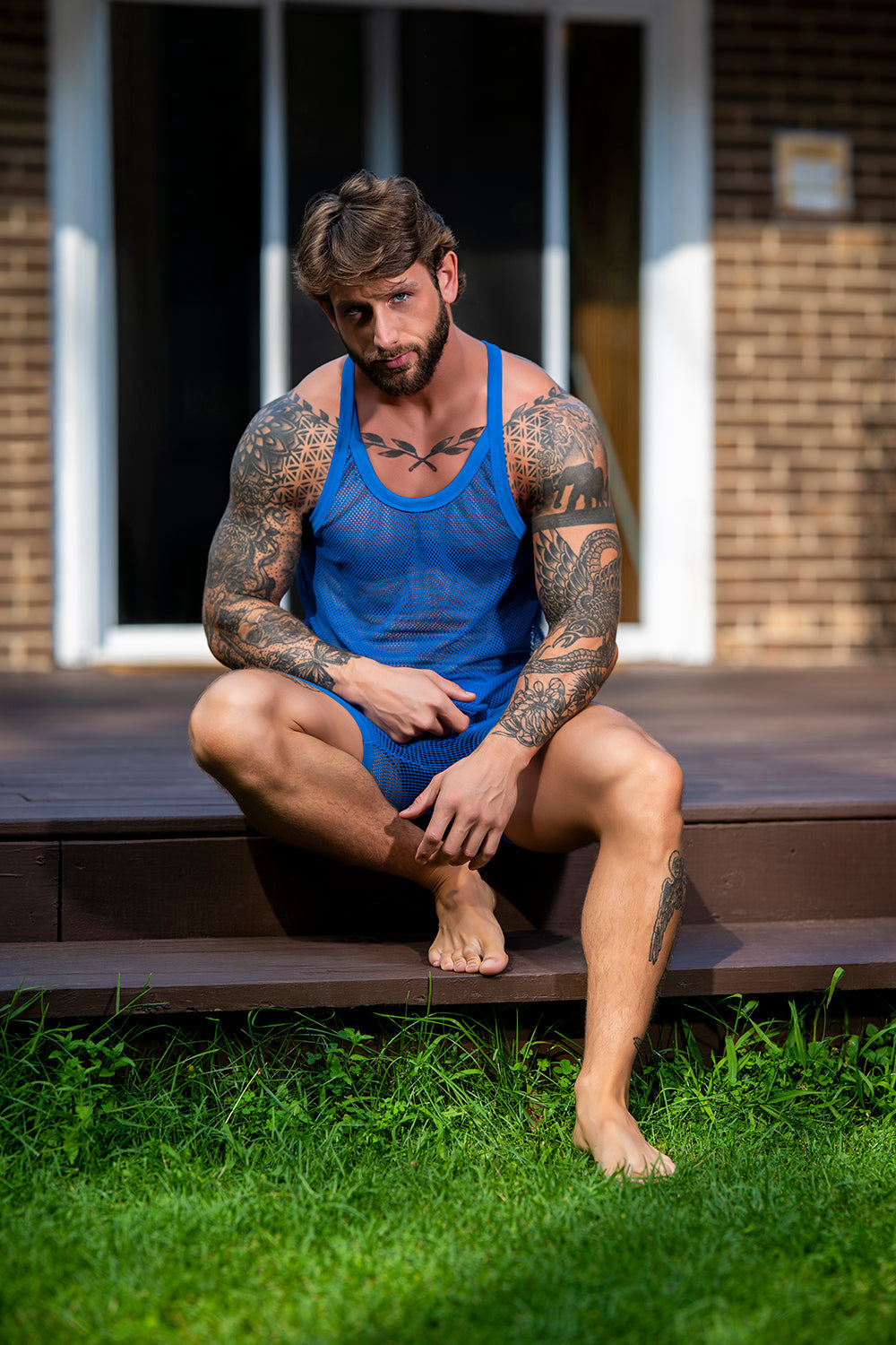 Male Power Fishnet 2.0 Tank Top – Royal Blue – S/M