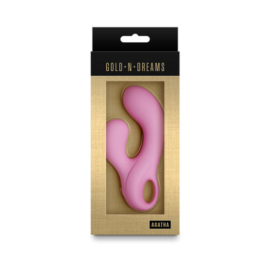 Gold-n-Dreams Agatha Rose Quartz Compact Vibrating Rabbit – Light Pink