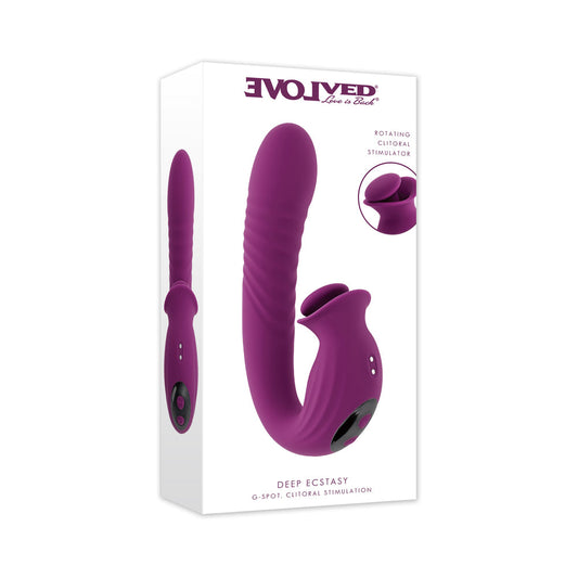 Evolved Deep Ecstasy Wild Aster Thrusting Vibrator with Clitoral Stimulator – Purple